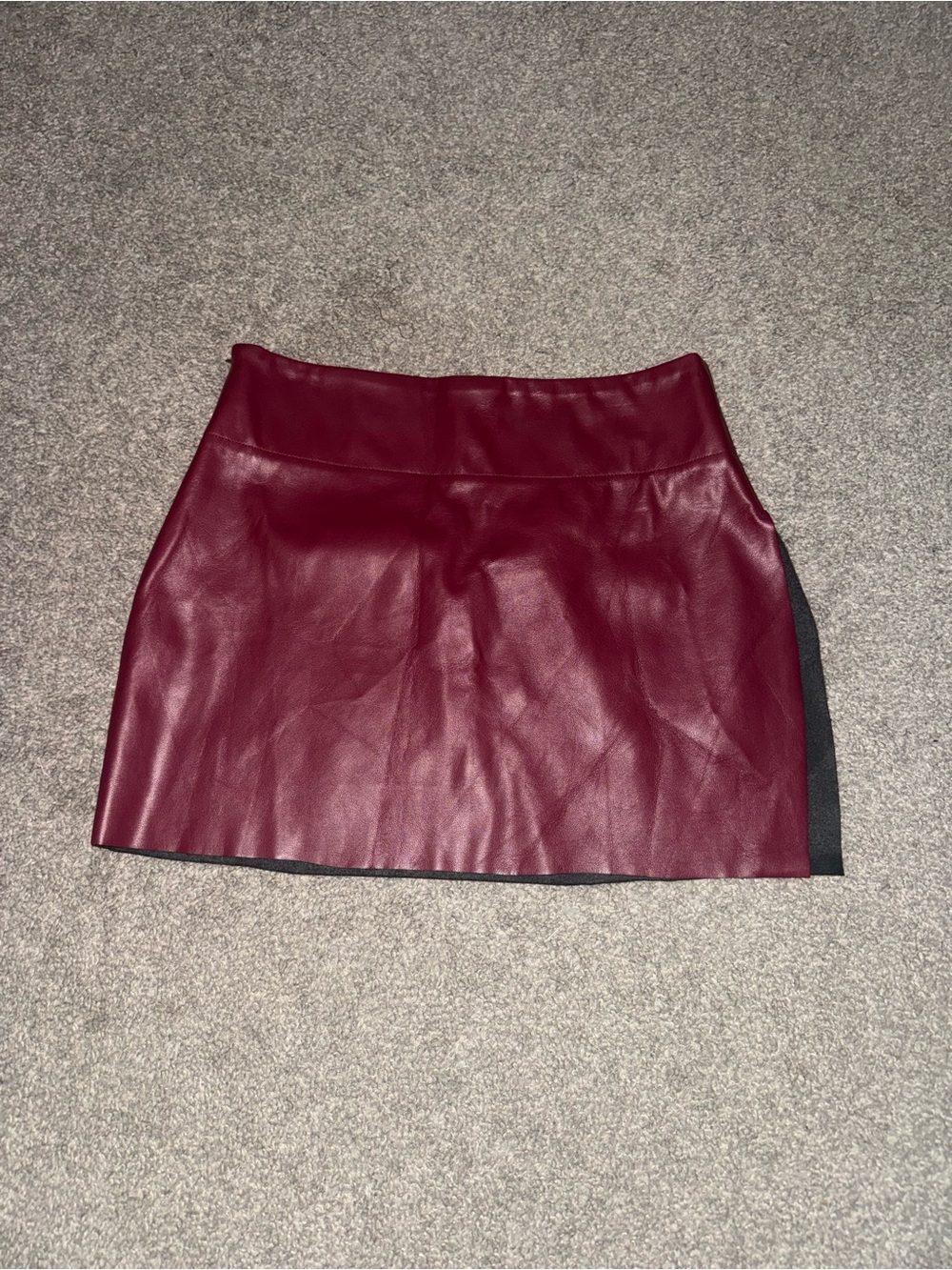Tiger Mist Faux Leather Mini Skirt in Burgundy